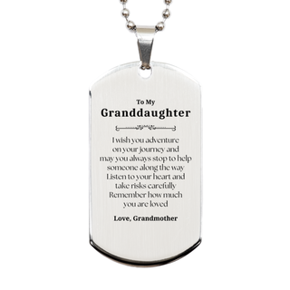 Sentimental Silver Dog Tag Gifts for Granddaughter Birthday Christmas Idea Gifts from Grandmother, Granddaughter Remember how much you are loved.