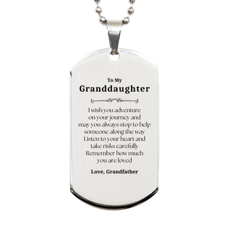 Sentimental Silver Dog Tag Gifts for Granddaughter Birthday Christmas Idea Gifts from Grandfather, Granddaughter Remember how much you are loved.