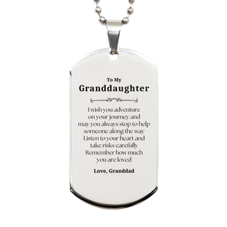 Sentimental Silver Dog Tag Gifts for Granddaughter Birthday Christmas Idea Gifts from Granddad, Granddaughter Remember how much you are loved.