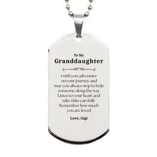 Sentimental Silver Dog Tag Gifts for Granddaughter Birthday Christmas Idea Gifts from Gigi, Granddaughter Remember how much you are loved.