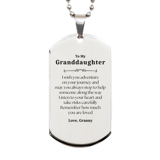 Sentimental Silver Dog Tag Gifts for Granddaughter Birthday Christmas Idea Gifts from Granny, Granddaughter Remember how much you are loved.