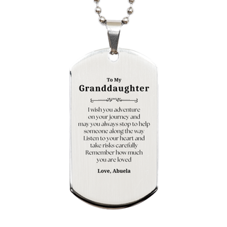 Sentimental Silver Dog Tag Gifts for Granddaughter Birthday Christmas Idea Gifts from Abuela, Granddaughter Remember how much you are loved.