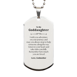 Sentimental Silver Dog Tag Gifts for Goddaughter Birthday Christmas Idea Gifts from Godmother, Goddaughter Remember how much you are loved.