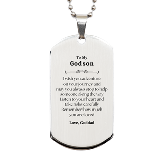 Sentimental Silver Dog Tag Gifts for Godson Birthday Christmas Idea Gifts from Goddad, Godson Remember how much you are loved.