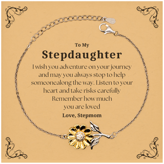 Sentimental Sunflower Bracelet Gifts for Stepdaughter Birthday Christmas Idea Gifts from Stepmom, Stepdaughter Remember how much you are loved.