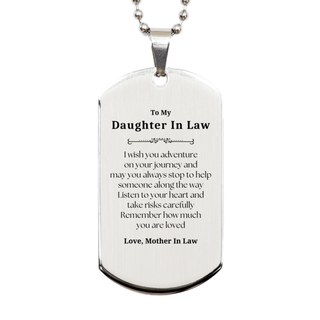 Sentimental Silver Dog Tag Gifts for Daughter In Law Birthday Christmas Idea Gifts from Mother In Law, Daughter In Law Remember how much you are loved.