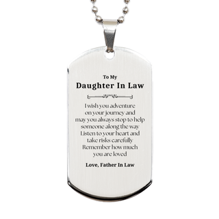 Sentimental Silver Dog Tag Gifts for Daughter In Law Birthday Christmas Idea Gifts from Father In Law, Daughter In Law Remember how much you are loved.