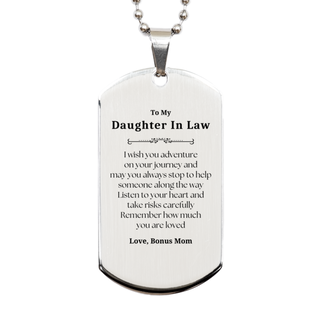 Sentimental Silver Dog Tag Gifts for Daughter In Law Birthday Christmas Idea Gifts from Bonus Mom, Daughter In Law Remember how much you are loved.