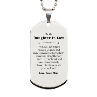 Sentimental Silver Dog Tag Gifts for Daughter In Law Birthday Christmas Idea Gifts from Bonus Mom, Daughter In Law Remember how much you are loved.