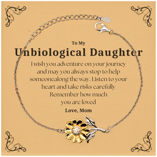 Sentimental Sunflower Bracelet Gifts for Unbiological Daughter Birthday Christmas Idea Gifts from Mom, Unbiological Daughter Remember how much you are loved.