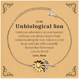 Sentimental Sunflower Bracelet Gifts for Unbiological Son Birthday Christmas Idea Gifts from Mom, Unbiological Son Remember how much you are loved.