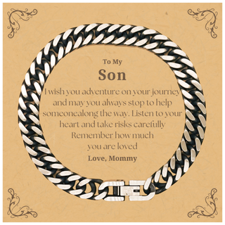 Sentimental Cuban Link Chain Bracelet Gifts for Son Birthday Christmas Idea Gifts from Mommy, Son Remember how much you are loved.