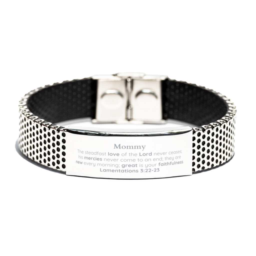 Mommy Lamentations 3:22-23 Stainless Steel Bracelet Christian Scripture for Mommy Birthday Christmas The steadfast love of the Lord never ceases; his mercies never come to an end.