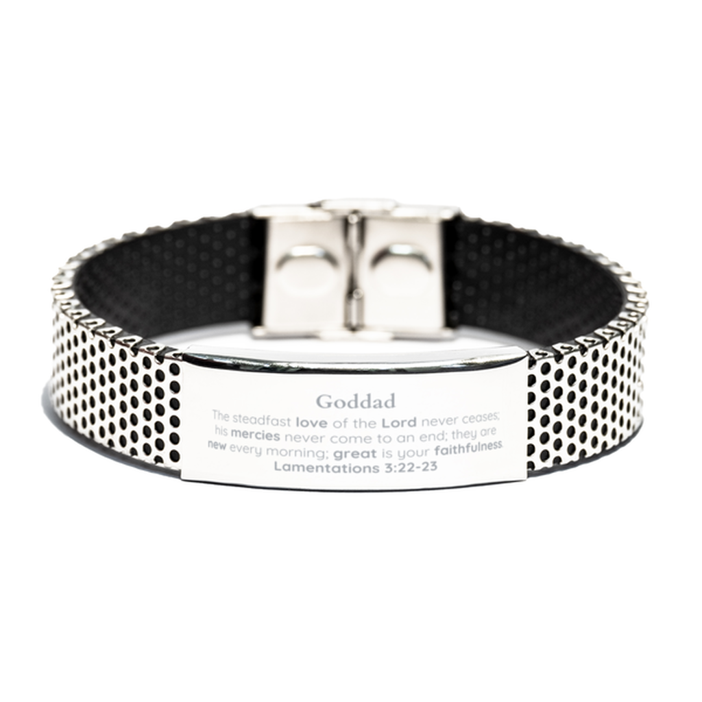 Goddad Lamentations 3:22-23 Stainless Steel Bracelet Christian Scripture for Goddad Birthday Christmas The steadfast love of the Lord never ceases; his mercies never come to an end.