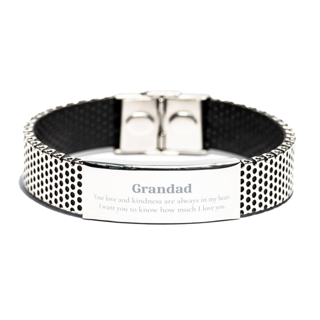 Grandad Stainless Steel Bracelet - Always in my heart - Engraved Grandad Gift for Birthday, Christmas, and Veterans Day