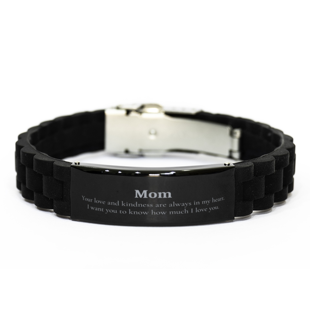 Mom Black Glidelock Clasp Bracelet Engraved Love Kindness Holiday Gift