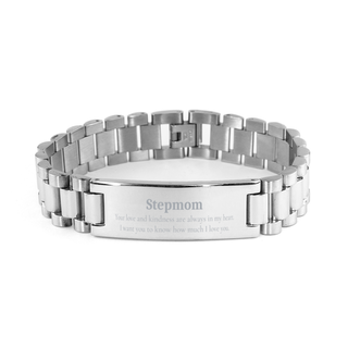 Stepmom Stainless Steel Bracelet Engraved Love Kindness Heart Gift for Her Birthday Christmas Mothers Day