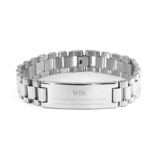 Stainless Steel Bracelet Wife Love Heart Engraved Valentines Day Gift