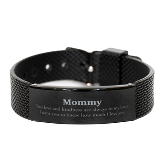 Mommy Black Shark Mesh Bracelet I Love You Always Engraved Love Kindness Perfect Gift for Mothers Day Birthday Christmas