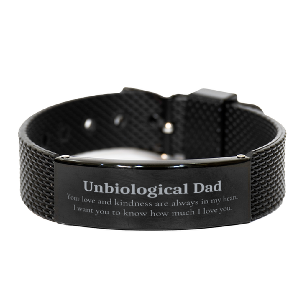 Unique Black Shark Mesh Bracelet Unbiological Dad Gift Your Love & Kindness Always in My Heart, Fathers Day, Christmas, Birthday, Appreciation, Veterans Day, Inspirational Bracelet for Dad