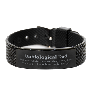 Unique Black Shark Mesh Bracelet Unbiological Dad Gift Your Love & Kindness Always in My Heart, Fathers Day, Christmas, Birthday, Appreciation, Veterans Day, Inspirational Bracelet for Dad