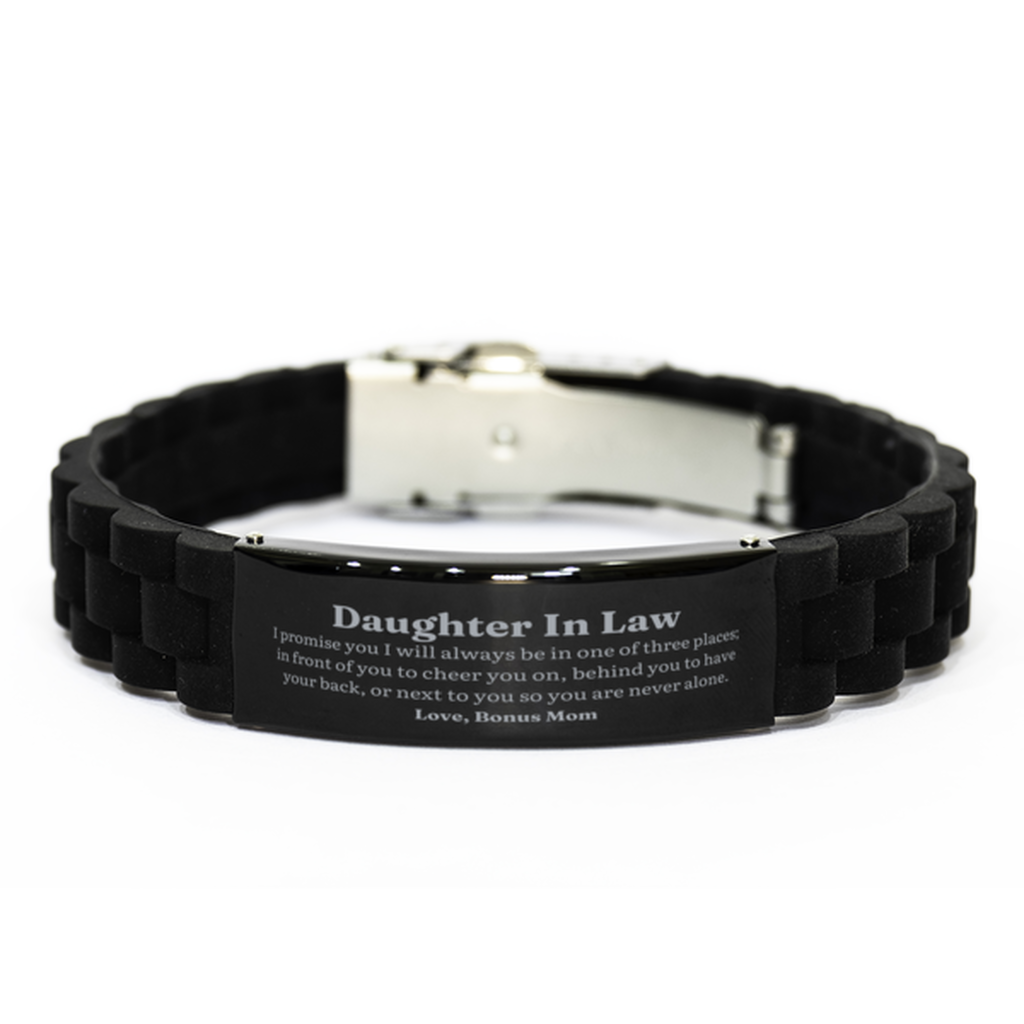 Daughter In Law Black Glidelock Clasp Bracelet Engraved Love Gift for Birthday, Christmas, and Graduation - Always by Your Side Bonus Mom