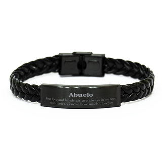 Abuelo Braided Leather Bracelet - Your love and kindness engraved for Birthday Gift