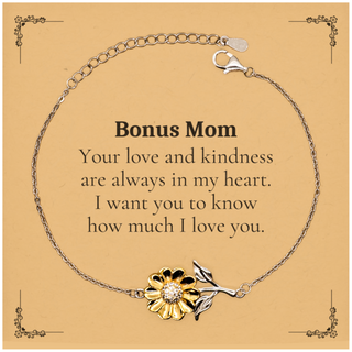 Unique Sunflower Bracelet for Bonus Mom - Your Love Shines Bright