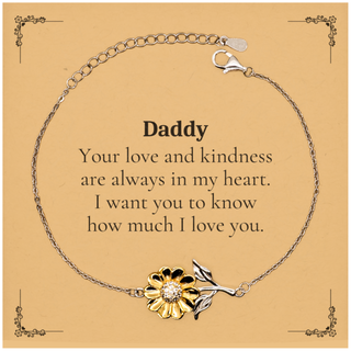 Daddy Sunflower Bracelet - A Meaningful Gift for Him, Engraved with Love and Kindness, Perfect for Fathers Day, Birthday, and Christmas