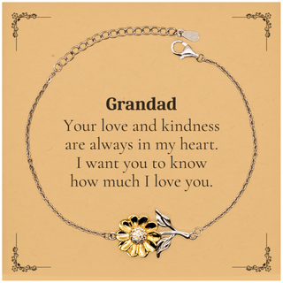 Grandad Sunflower Bracelet - A Token of Love and Appreciation for Grandad on Christmas, Birthday, or Any Occasion - Engraved with Love and Kindness