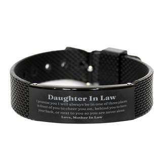 Black Shark Mesh Bracelet for Daughter In Law - I Promise to Always Support You, Love, Mother In Law - Perfect Gift for Birthday, Christmas, Graduation - Confidence and Inspiration