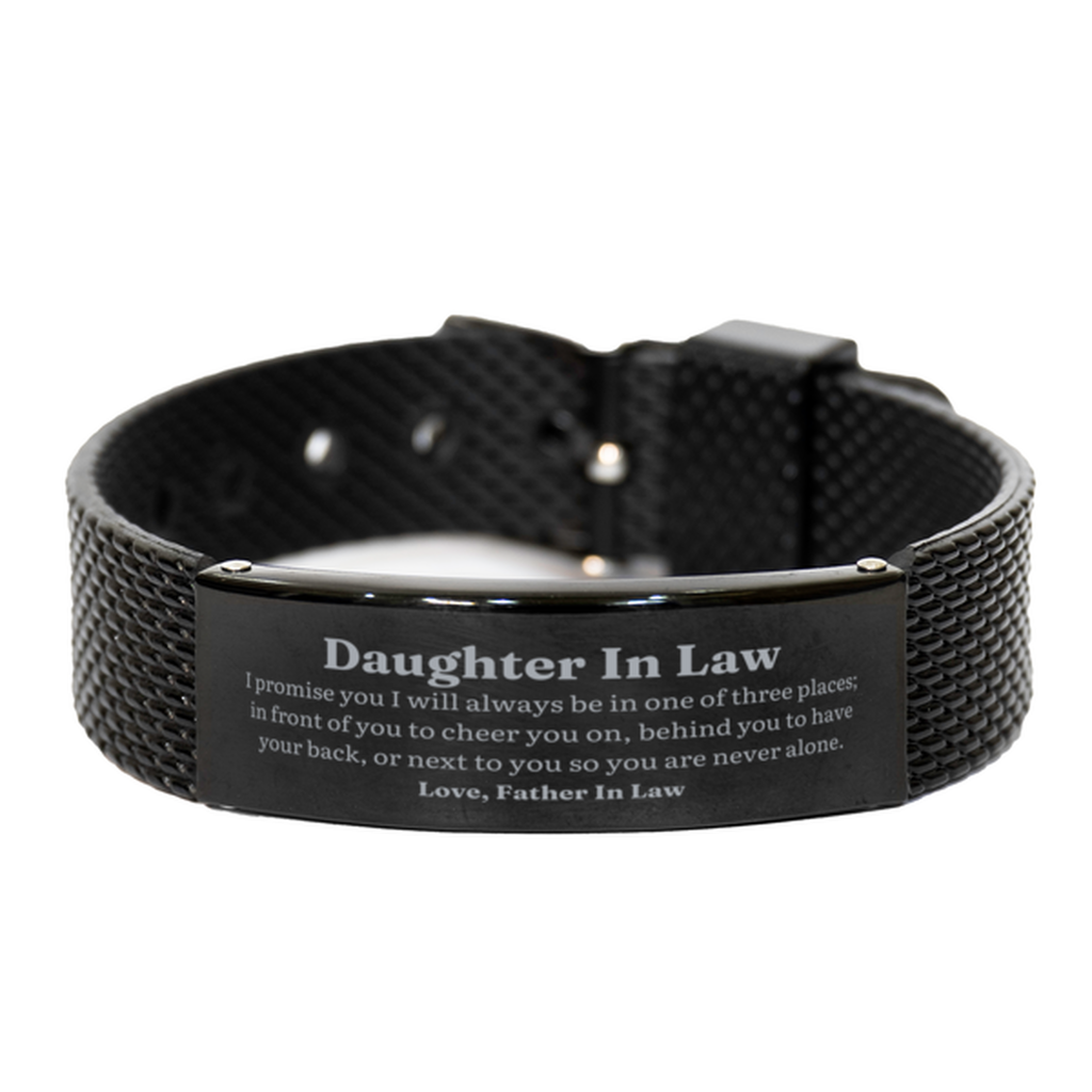 Daughter In Law Black Shark Mesh Bracelet Engraved Inspirational Gift from Father In Law for Christmas, Birthday, and Holidays