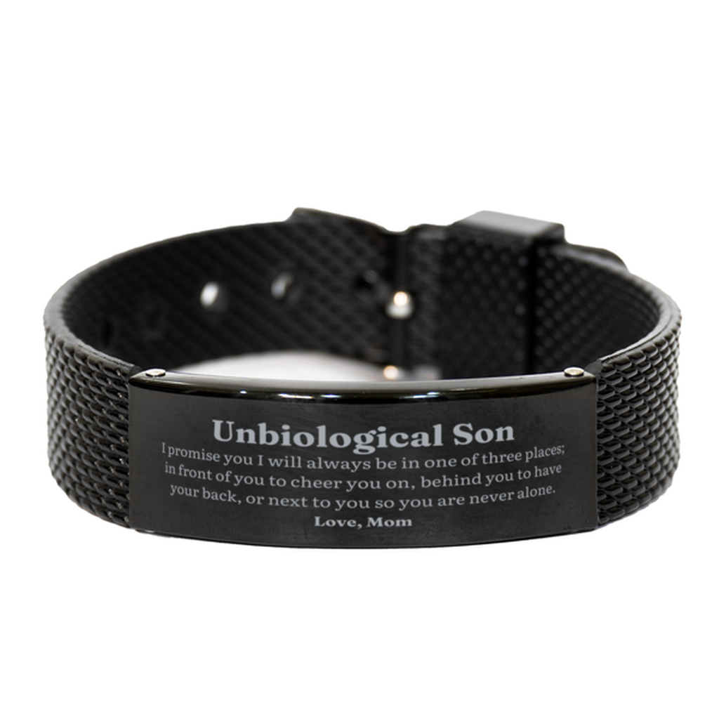 Black Shark Mesh Bracelet Unbiological Son Always by Your Side Love Mom Gift for Birthday Christmas Graduation