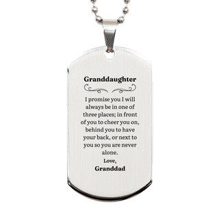 Granddaughter Dog Tag for Birthday Gifts - Engraved Quote from Granddad - Unique and Inspirational Jewelry for Granddaughter - Perfect Graduation or Christmas Present - Silver Dog Tag for Granddaughter