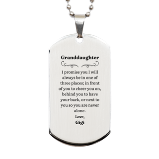 Granddaughter Dog Tag Necklace Gift - Engraved Promise from Gigi - Birthday, Christmas, Graduation, Veterans Day - Unique Silver Jewelry for Granddaughter