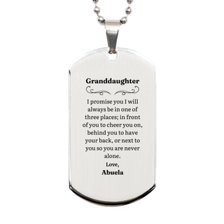 Granddaughter Silver Dog Tag - Always by Your Side Engraved Necklace for Birthday Gift from Abuela