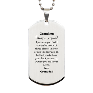 Engraved Silver Dog Tag Grandson Granddad Promise Inspirational Gift for Birthday and Graduation