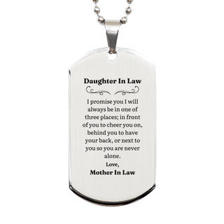 Daughter In Law Engraved Silver Dog Tag - Always by Your Side, Mother In Law Gift for Birthday, Holidays, Graduation, Inspirational Necklace