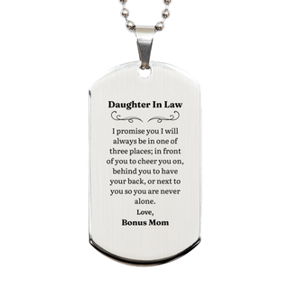 Daughter In Law Dog Tag Necklace - Always with You, Bonus Mom, Inspirational Jewelry for Birthday, Graduation, and Holidays