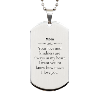 Mom Engraved Silver Dog Tag - A Meaningful Gift to Express Love, Appreciation, and Gratitude - Perfect for Birthday, Christmas, and Veterans Day