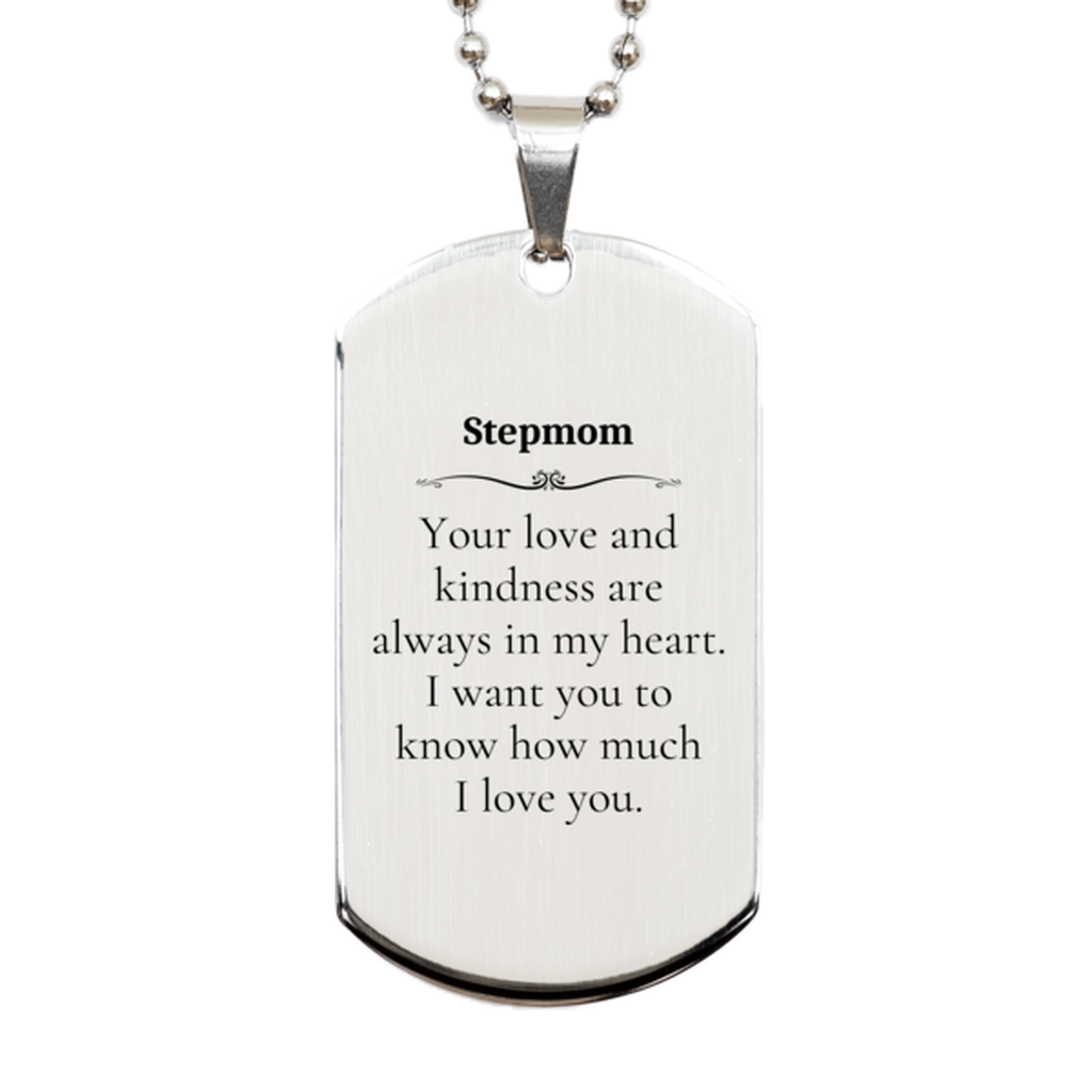 Engraved Silver Dog Tag Stepmom Your Love and Kindness Always in My Heart Christmas Gift