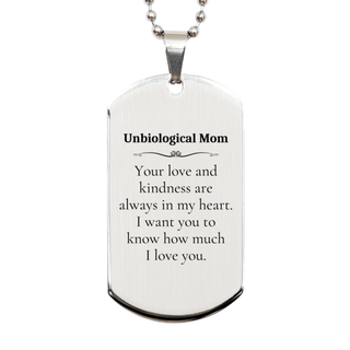 Unbiological Mom Silver Dog Tag - A Symbol of Love and Appreciation for Mothers Day, Birthday, and Christmas