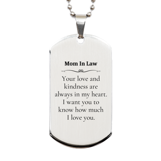 Mom In Law Engraved Silver Dog Tag - A Token of Love and Appreciation for Mom In Law on Mothers Day, Birthday, and Christmas - Unique Gift for Her