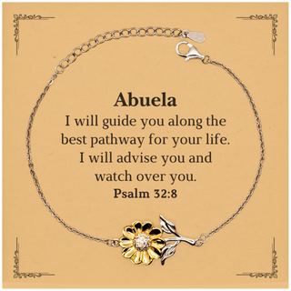 Abuela Sunflower Bracelet - I will advise and watch over you - Inspirational Jewelry for Birthday, Christmas, and Graduation Gifts