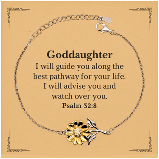 Goddaughter Sunflower Bracelet Inspirational Psalm 32:8 Gift for Birthday, Graduation, and Holidays