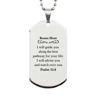 Engraved Silver Dog Tag Bonus Mom Gift I will guide you along the best pathway for your life Psalm 32:8 Inspirational Christmas Birthday for Her