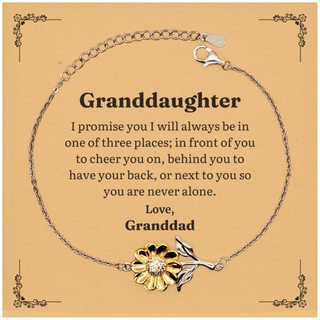 Granddaughter Sunflower Bracelet - Engraved Love from Granddad, Perfect Gift for Birthday, Graduation, or Christmas, Inspirational Jewelry to Show Your Support and Confidence