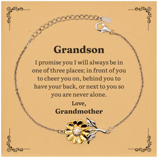 Sunflower Bracelet Grandson Always Cheer You On Birthday Gift for Grandson from Grandmother