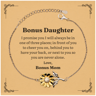 Sunflower Bracelet Bonus Daughter I promise to always have your back Love, Bonus Mom - Inspirational Gift for Birthday Graduation Christmas Holidays