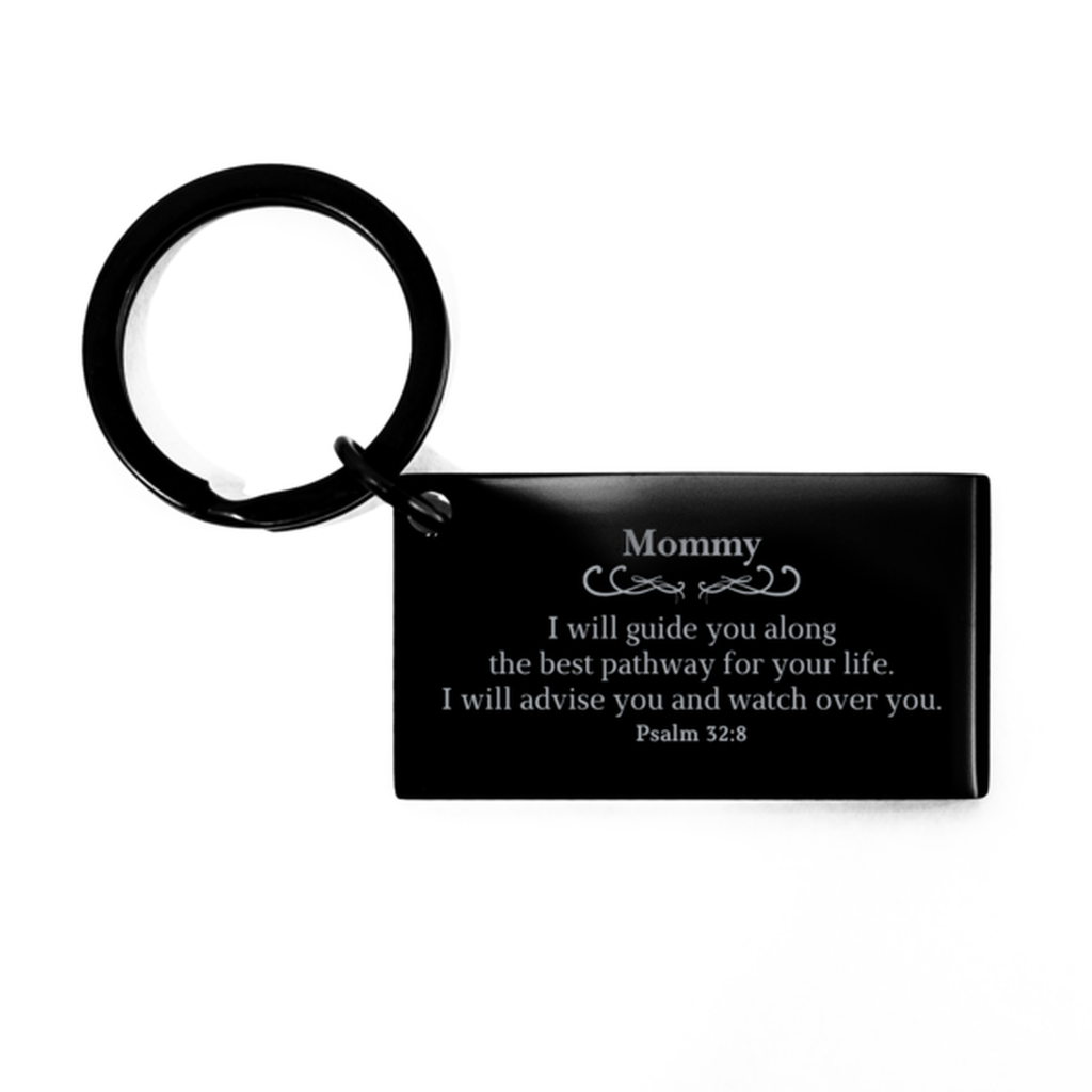 Mommy Engraved Keychain - Inspirational Psalm 32:8 Guidance for Mom Christmas Gift